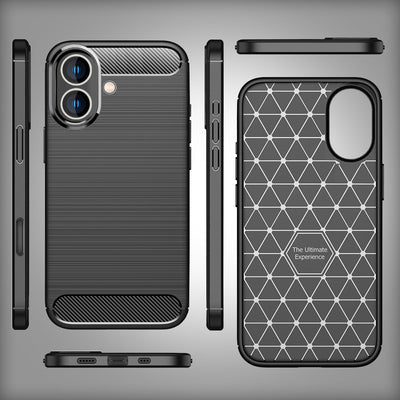 NALIA Silikonhülle für iPhone 16 – Rutschfest & Matt – VORTEX (Gebürstete Optik & Carbon Design) – Marke aus Berlin Default Title NALIA Protective Hülle