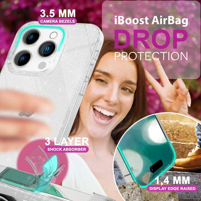 NALIA Glitzerhülle für iPhone 16 Pro Max – Funkelndes Silikon Case – DAZZLIN (Transparent & Stoßfest) – Marke aus Berlin Transparent NALIA Transparente Hülle