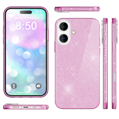 NALIA Glitzerhülle für iPhone 16 – Funkelnder Glitzer-Look & Grip – SHINEPOP (Silikon Case) – Marke aus Berlin Lila NALIA Protective Hülle