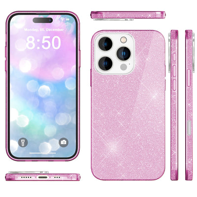 NALIA Glitzerhülle für iPhone 16 Pro – Funkelnder Glitzer-Look & Grip – SHINEPOP (Silikon Case) – Marke aus Berlin Lila NALIA Protective Hülle