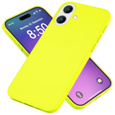 NALIA Neon Silikonhülle für iPhone 16 – Soft-Touch & Signal-Neon – NEONSHOCK (Matte Schutzhülle) – Marke aus Berlin Gelb NALIA Neon Hülle