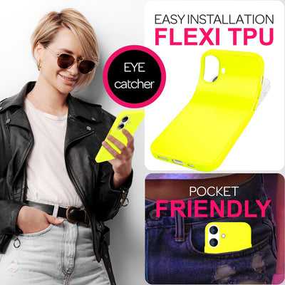 NALIA Neon Silikonhülle für iPhone 16 – Soft-Touch & Signal-Neon – NEONSHOCK (Matte Schutzhülle) – Marke aus Berlin Gelb NALIA Neon Hülle