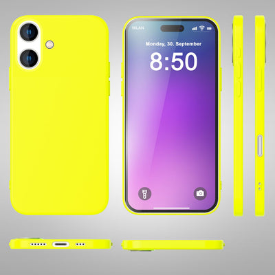NALIA Neon Silikonhülle für iPhone 16 – Soft-Touch & Signal-Neon – NEONSHOCK (Matte Schutzhülle) – Marke aus Berlin Gelb NALIA Neon Hülle