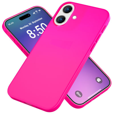 NALIA Neon Silikonhülle für iPhone 16 – Soft-Touch & Signal-Neon – NEONSHOCK (Matte Schutzhülle) – Marke aus Berlin Pink NALIA Neon Hülle