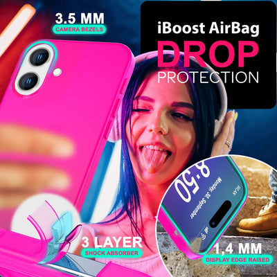 NALIA Neon Silikonhülle für iPhone 16 – Soft-Touch & Signal-Neon – NEONSHOCK (Matte Schutzhülle) – Marke aus Berlin Pink NALIA Neon Hülle