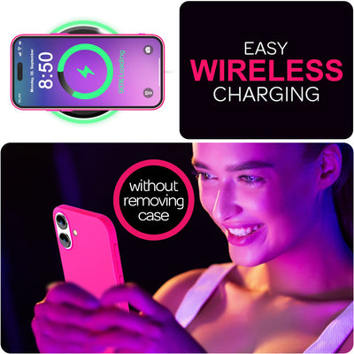 NALIA Neon Silikonhülle für iPhone 16 – Soft-Touch & Signal-Neon – NEONSHOCK (Matte Schutzhülle) – Marke aus Berlin Pink NALIA Neon Hülle