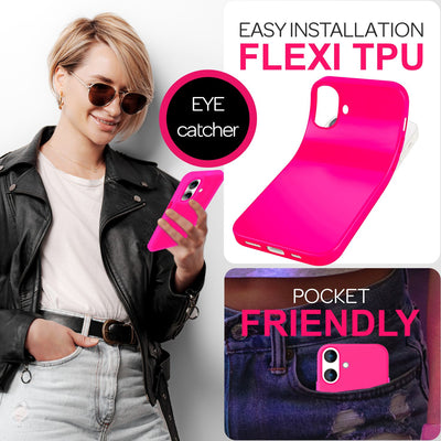 NALIA Neon Silikonhülle für iPhone 16 – Soft-Touch & Signal-Neon – NEONSHOCK (Matte Schutzhülle) – Marke aus Berlin Pink NALIA Neon Hülle
