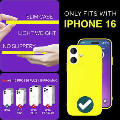 NALIA Neon Silikonhülle für iPhone 16 – Soft-Touch & Signal-Neon – NEONSHOCK (Matte Schutzhülle) – Marke aus Berlin Gelb NALIA Neon Hülle