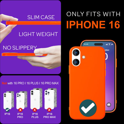 NALIA Neon Silikonhülle für iPhone 16 – Soft-Touch & Signal-Neon – NEONSHOCK (Matte Schutzhülle) – Marke aus Berlin Orange NALIA Neon Hülle