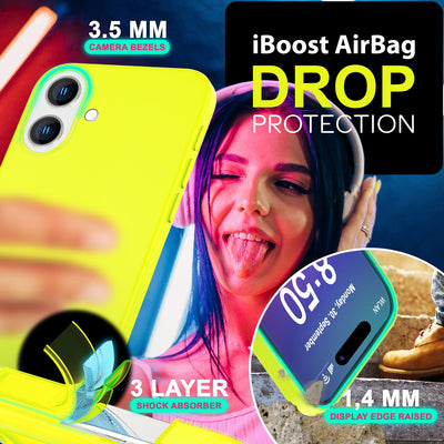 NALIA Neon Silikonhülle für iPhone 16 Plus – Soft-Touch & Signal-Neon – NEONSHOCK (Matte Schutzhülle) – Marke aus Berlin Gelb NALIA Neon Hülle