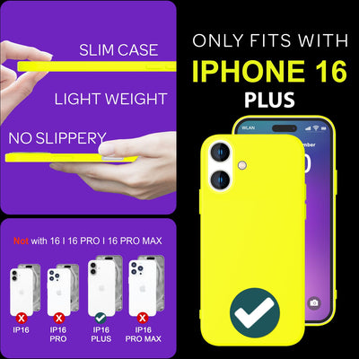 NALIA Neon Silikonhülle für iPhone 16 Plus – Soft-Touch & Signal-Neon – NEONSHOCK (Matte Schutzhülle) – Marke aus Berlin Gelb NALIA Neon Hülle