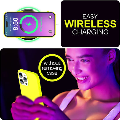 NALIA Neon Silikonhülle für iPhone 16 Pro – Soft-Touch & Signal-Neon – NEONSHOCK (Matte Schutzhülle) – Marke aus Berlin Gelb NALIA Protective Hülle