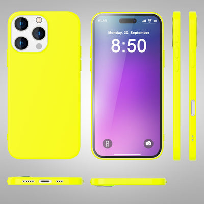 NALIA Neon Silikonhülle für iPhone 16 Pro – Soft-Touch & Signal-Neon – NEONSHOCK (Matte Schutzhülle) – Marke aus Berlin Gelb NALIA Protective Hülle