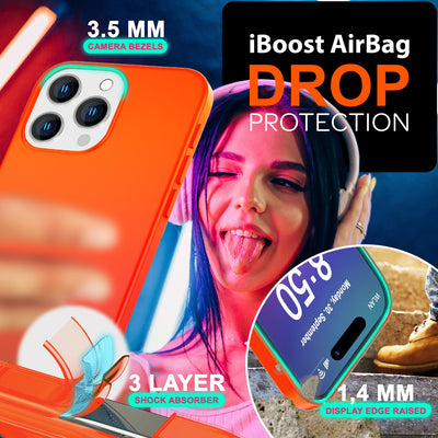 NALIA Neon Silikonhülle für iPhone 16 Pro – Soft-Touch & Signal-Neon – NEONSHOCK (Matte Schutzhülle) – Marke aus Berlin Orange NALIA Protective Hülle