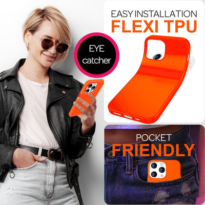 NALIA Neon Silikonhülle für iPhone 16 Pro – Soft-Touch & Signal-Neon – NEONSHOCK (Matte Schutzhülle) – Marke aus Berlin Orange NALIA Protective Hülle