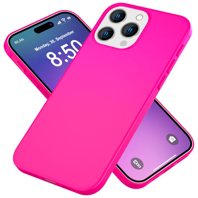 NALIA Neon Silikonhülle für iPhone 16 Pro – Soft-Touch & Signal-Neon – NEONSHOCK (Matte Schutzhülle) – Marke aus Berlin Pink NALIA Protective Hülle