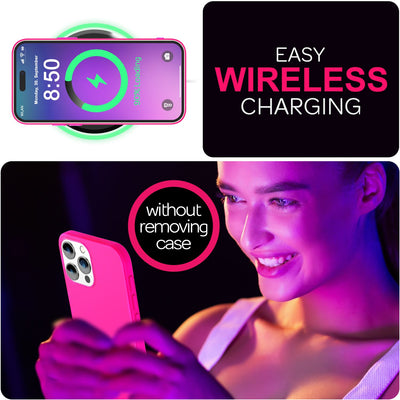 NALIA Neon Silikonhülle für iPhone 16 Pro – Soft-Touch & Signal-Neon – NEONSHOCK (Matte Schutzhülle) – Marke aus Berlin Pink NALIA Protective Hülle