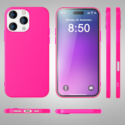 NALIA Neon Silikonhülle für iPhone 16 Pro – Soft-Touch & Signal-Neon – NEONSHOCK (Matte Schutzhülle) – Marke aus Berlin Pink NALIA Protective Hülle
