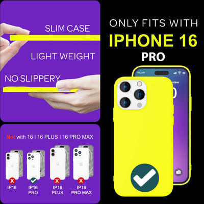 NALIA Neon Silikonhülle für iPhone 16 Pro – Soft-Touch & Signal-Neon – NEONSHOCK (Matte Schutzhülle) – Marke aus Berlin Gelb NALIA Protective Hülle