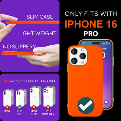 NALIA Neon Silikonhülle für iPhone 16 Pro – Soft-Touch & Signal-Neon – NEONSHOCK (Matte Schutzhülle) – Marke aus Berlin Orange NALIA Protective Hülle