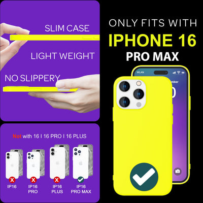 NALIA Neon Silikonhülle für iPhone 16 Pro Max – Soft-Touch & Signal-Neon – NEONSHOCK (Matte Schutzhülle) – Marke aus Berlin Gelb NALIA Neon Hülle