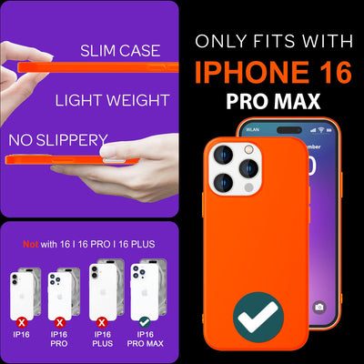 NALIA Neon Silikonhülle für iPhone 16 Pro Max – Soft-Touch & Signal-Neon – NEONSHOCK (Matte Schutzhülle) – Marke aus Berlin Orange NALIA Neon Hülle