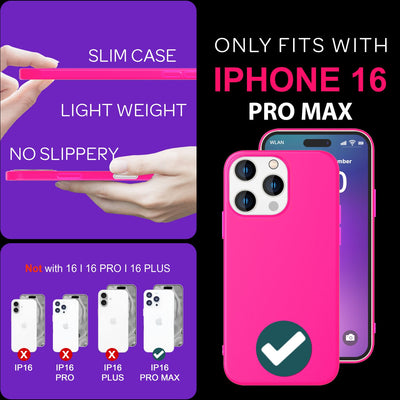 NALIA Neon Silikonhülle für iPhone 16 Pro Max – Soft-Touch & Signal-Neon – NEONSHOCK (Matte Schutzhülle) – Marke aus Berlin Pink NALIA Neon Hülle