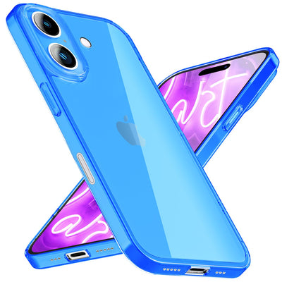NALIA Neon Silikonhülle für iPhone 16 – Knallige Signal-Farbe & Linsenschutz – VIBE (Transparentes Case) – Marke aus Berlin Blau NALIA Neon Hülle