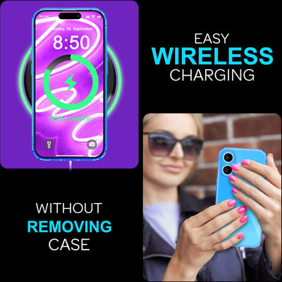NALIA Neon Silikonhülle für iPhone 16 – Knallige Signal-Farbe & Linsenschutz – VIBE (Transparentes Case) – Marke aus Berlin Blau NALIA Neon Hülle