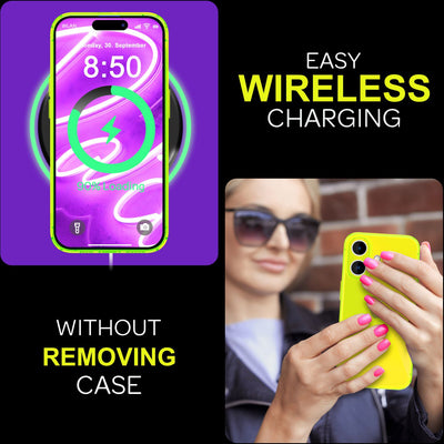 NALIA Neon Silikonhülle für iPhone 16 – Knallige Signal-Farbe & Linsenschutz – VIBE (Transparentes Case) – Marke aus Berlin Gelb NALIA Neon Hülle