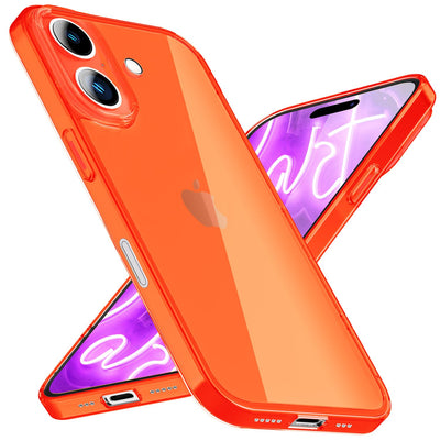 NALIA Neon Silikonhülle für iPhone 16 – Knallige Signal-Farbe & Linsenschutz – VIBE (Transparentes Case) – Marke aus Berlin Orange NALIA Neon Hülle