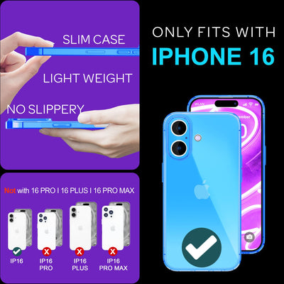 NALIA Neon Silikonhülle für iPhone 16 – Knallige Signal-Farbe & Linsenschutz – VIBE (Transparentes Case) – Marke aus Berlin Blau NALIA Neon Hülle