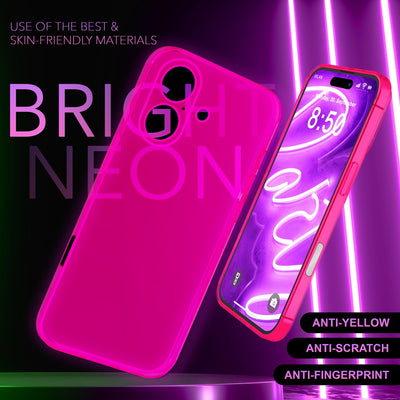 NALIA Neon Silikonhülle für iPhone 16 Plus – Knallige Signal-Farbe & Linsenschutz – VIBE (Transparentes Case) – Marke aus Berlin Pink NALIA Neon Hülle