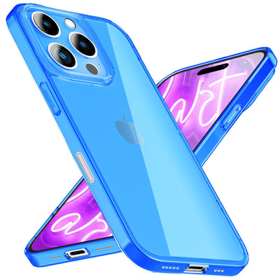 NALIA Neon Silikonhülle für iPhone 16 Pro – Knallige Signal-Farbe & Linsenschutz – VIBE (Transparentes Case) – Marke aus Berlin Blau NALIA Neon Hülle
