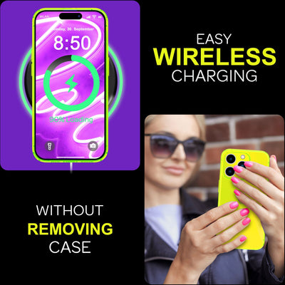 NALIA Neon Silikonhülle für iPhone 16 Pro – Knallige Signal-Farbe & Linsenschutz – VIBE (Transparentes Case) – Marke aus Berlin Gelb NALIA Neon Hülle