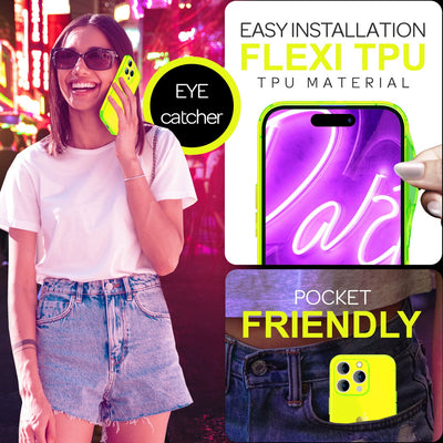 NALIA Neon Silikonhülle für iPhone 16 Pro – Knallige Signal-Farbe & Linsenschutz – VIBE (Transparentes Case) – Marke aus Berlin Gelb NALIA Neon Hülle
