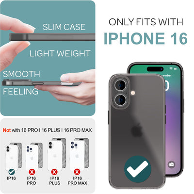 NALIA Ultra Slim Hardcase für iPhone 16 – Matt-Transparent & 0.3mm Dünn – PHANTOM (Dünnes Cover & Kamera-Vollschutz) – Marke aus Berlin Schwarz NALIA SlimFit Hülle