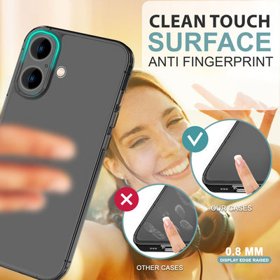 NALIA Ultra Slim Hardcase für iPhone 16 Plus – Matt-Transparent & 0.3mm Dünn – PHANTOM (Dünnes Cover & Kamera-Vollschutz) – Marke aus Berlin Schwarz NALIA SlimFit Hülle
