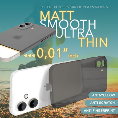 NALIA Ultra Slim Hardcase für iPhone 16 Plus – Matt-Transparent & 0.3mm Dünn – PHANTOM (Dünnes Cover & Kamera-Vollschutz) – Marke aus Berlin Schwarz NALIA SlimFit Hülle