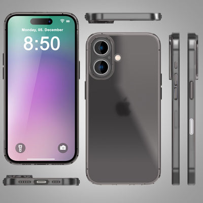 NALIA Ultra Slim Hardcase für iPhone 16 Plus – Matt-Transparent & 0.3mm Dünn – PHANTOM (Dünnes Cover & Kamera-Vollschutz) – Marke aus Berlin Schwarz NALIA SlimFit Hülle