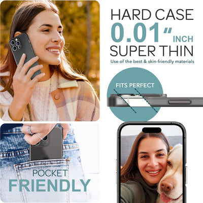 NALIA Ultra Slim Hardcase für iPhone 16 Pro – Matt-Transparent & 0.3mm Dünn – PHANTOM (Dünnes Cover & Kamera-Vollschutz) – Marke aus Berlin Schwarz NALIA SlimFit Hülle