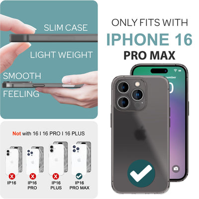NALIA Ultra Slim Hardcase für iPhone 16 Pro Max – Matt-Transparent & 0.3mm Dünn – PHANTOM (Dünnes Cover & Kamera-Vollschutz) – Marke aus Berlin Schwarz NALIA SlimFit Hülle