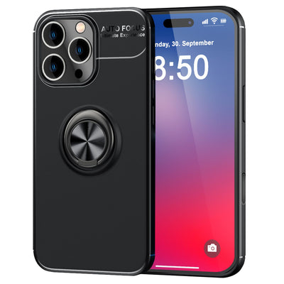 NALIA Ringhülle für iPhone 16 Pro – Ring-Ständer 360° & für Magnet-Halter – GRIP360 (Mattiertes Silikon Case) – Marke aus Berlin Schwarz NALIA Protective Hülle