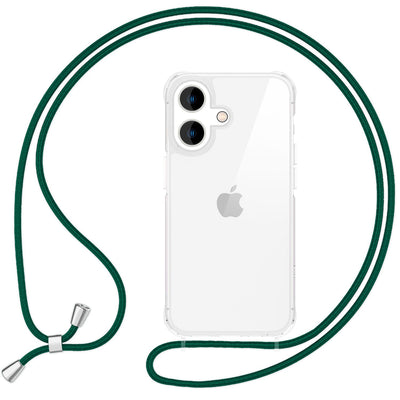 NALIA Handykette für iPhone 16 – Transparentes Hybrid-Case & Band – HANGIT PRO (Anti-Gelb Rückseite & Verstellbar) – Marke aus Berlin Dunkel-Grün NALIA Transparente Hülle