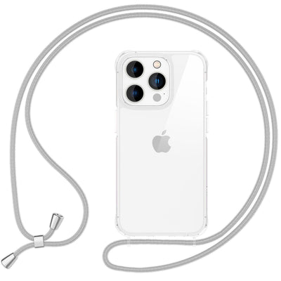 iPhone 16 Pro Max Handykette Handyhülle NALIA Case Cover Necklace Band Hellgrau NALIA Transparente Hülle