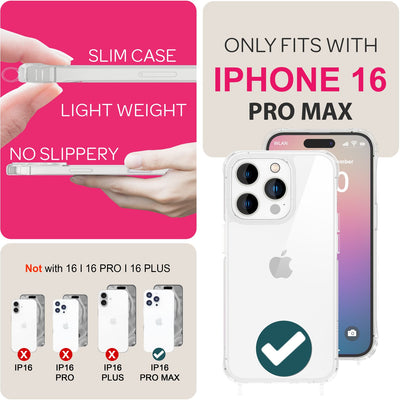 iPhone 16 Pro Max Handykette Handyhülle NALIA Case Cover Necklace Band Pastell Rosa NALIA Transparente Hülle