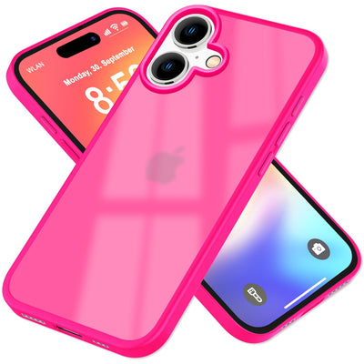NALIA Matte Handyhülle für iPhone 16 – Stoßfester Silikon-Rahmen & Semi-Transparent – FUZION (Anti-Fingerprint Case) – Marke aus Berlin Pink NALIA Protective Hülle