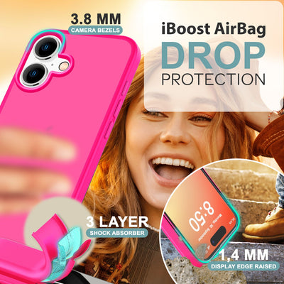 NALIA Matte Handyhülle für iPhone 16 – Stoßfester Silikon-Rahmen & Semi-Transparent – FUZION (Anti-Fingerprint Case) – Marke aus Berlin Pink NALIA Protective Hülle