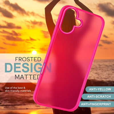 NALIA Matte Handyhülle für iPhone 16 – Stoßfester Silikon-Rahmen & Semi-Transparent – FUZION (Anti-Fingerprint Case) – Marke aus Berlin Pink NALIA Protective Hülle