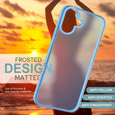 NALIA Matte Handyhülle für iPhone 16 – Stoßfester Silikon-Rahmen & Semi-Transparent – FUZION (Anti-Fingerprint Case) – Marke aus Berlin Hellblau NALIA Protective Hülle